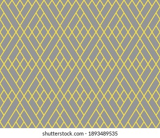 Illuminating yellow and ultimate gray geometric seamless rhombus pattern. Abstract diamond vector pattern. Simple vector illustration. Simple geometric design for fabric, wallpaper, scrapbooking