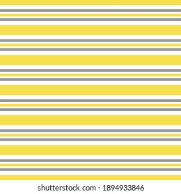 Illuminating Yellow And Ultimate Gray Seamless Horizontal Striped Pattern, Vector Illustration. Seamless Pattern With Yellow And Gray Lines On White. Stripes Geometric Background