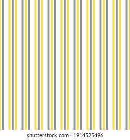 Illuminating Yellow And Ultimate Gray Seamless Vertical Striped Pattern, Vector Illustration. Seamless Pattern With Yellow And Gray Lines On White. Stripes Geometric Background