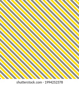 Iluminación de un patrón de rayas diagonales sin costuras, de color amarillo y gris extremo, ilustración vectorial. Patrón sin brillo con líneas amarillas y grises sobre blanco. Fondo geométrico de bandas
