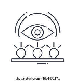 Icono de concepto de iluminación, ilustración lineal aislada, vector de línea delgada, signo de diseño web, símbolo de concepto de contorno con trazo editable sobre fondo blanco.