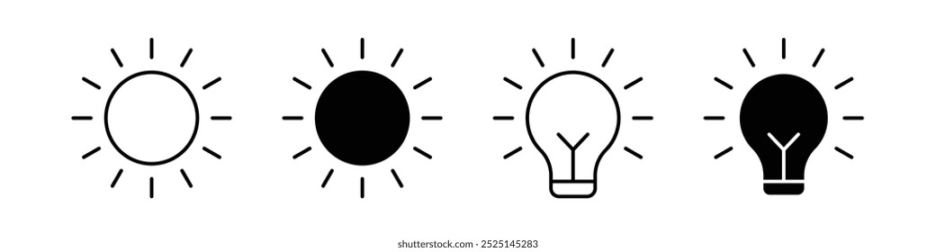 Illumination Control vector vector filled and outlined iconss collection