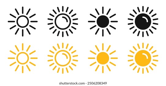 Illumination Control vector icon set. Light Intensity Regulator vector symbol for UI design.