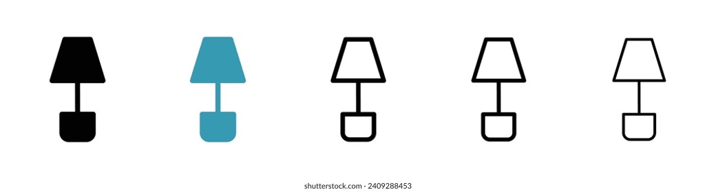 Iluminación Fijación de conjunto de iconos vectoriales. Símbolo vectorial de la lámpara de diseño interior para el diseño de la interfaz de usuario.