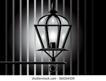 illumination. A glass lamp with a bulb on a striped background