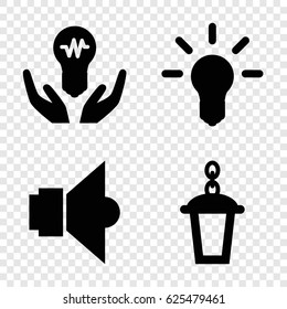 Illumination icons set. set of 4 illumination filled icons such as street lamp, lamp, bulb