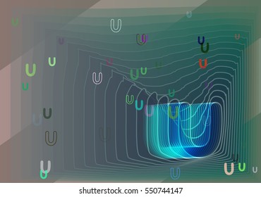 illumination into several plan, visual form among U Alphabet vector background