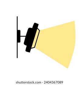 Icono de la lámpara de iluminación de estilo plano. Ilustración vectorial ligera sobre fondo blanco. adecuado para el concepto de negocio de señalización de energía Spotlight