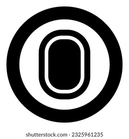 Illuminator of aircraft airplane window airliner porthole plane interior icon in circle round black color vector illustration image solid outline style