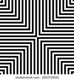 Ilusión Resumen del patrón blanco y negro. Patrón monocromo. Ilusión óptica. Op art.
