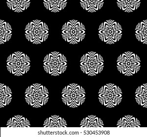 illusion art. seamless floral pattern. vector illustration. black, white color. for invitation, wallpaper