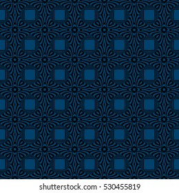 illusion art. seamless floral pattern. vector illustration. black, blue color