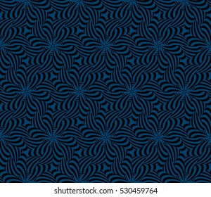 illusion art. seamless floral pattern. vector illustration. black, blue color