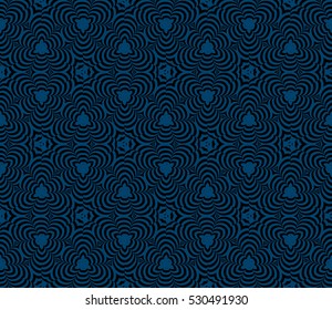 illusion art. seamless floral pattern. vector illustration. black, blue color
