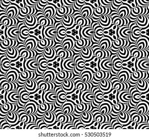 illusion art. seamless floral pattern. vector illustration. black, white color. for invitation, wallpaper