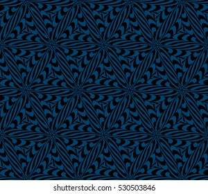 illusion art. seamless floral pattern. vector illustration. black, blue color