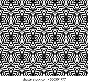 illusion art. seamless floral pattern. vector illustration. black, white color. for invitation, wallpaper