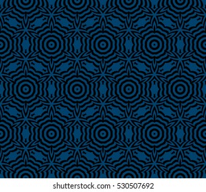 illusion art. seamless floral pattern. vector illustration. black, blue color