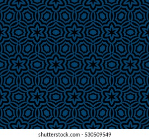 illusion art. seamless floral pattern. vector illustration. black, blue color