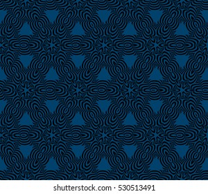 illusion art. seamless floral pattern. vector illustration. black, blue color