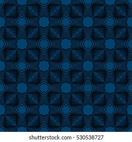 illusion art. seamless floral pattern. vector illustration. black, blue color