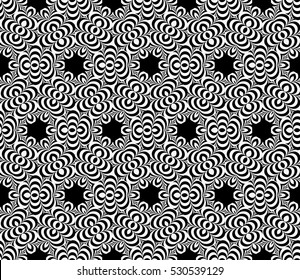 illusion art. seamless floral pattern. vector illustration. black, white color. for invitation, wallpaper