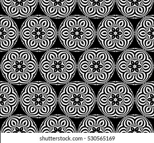 illusion art. seamless floral pattern. vector illustration. black, white color. for invitation, wallpaper