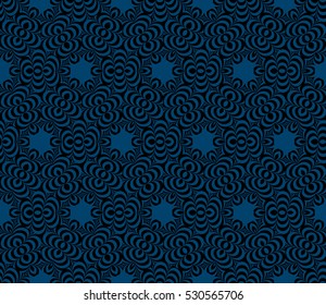 illusion art. seamless floral pattern. vector illustration. black, blue color