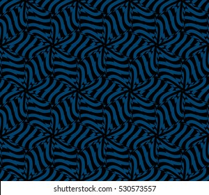 illusion art. seamless floral pattern. vector illustration. black, blue color