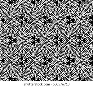 illusion art. seamless floral pattern. vector illustration. black, white color. for invitation, wallpaper