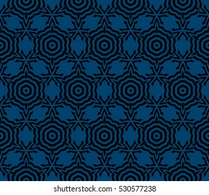 illusion art. seamless floral pattern. vector illustration. black, blue color