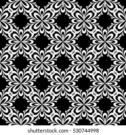 illusion art. seamless floral pattern. vector illustration. black, white color. for invitation, wallpaper