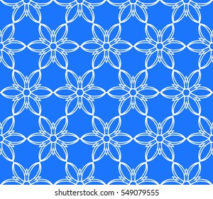 illusion art. seamless floral pattern. vector illustration. blue color