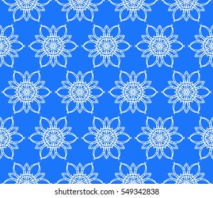 illusion art. seamless floral pattern. vector illustration. blue color