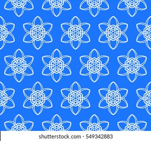 illusion art. seamless floral pattern. vector illustration. blue color