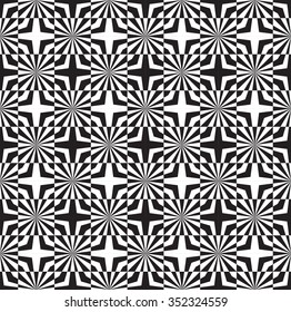 Illusion background. Abstract monochrome seamless pattern. Allover abstract texture. black and white print. 