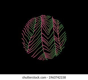 Illusion in a circle. Abstract logo. Patterns of curved lines, dots. Modern abstract icons for social networks. Formal composition. Creative texture. Abstract print for design, fashion concepts.