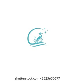illusion crane animal design logo