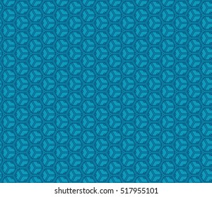 Illusion Cube. Vector illustration. Blue color. For interior, design, wallpaper.