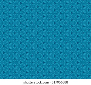 Illusion Cube. Vector illustration. Blue color. For interior, design, wallpaper.