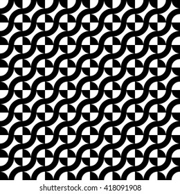 Illusion Curve Line Circle Seamless Pattern Vector Illustration