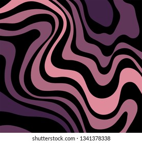  Illusion of deception with 3D effect. Dark purple background pattern. Dark wavy purple-pink lines. Beautiful pattern of topographic lines. The luxury of nature in dark pink colors.