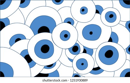 Illusion of deception. Abstract composition of blue eyes. Arrangement of circles