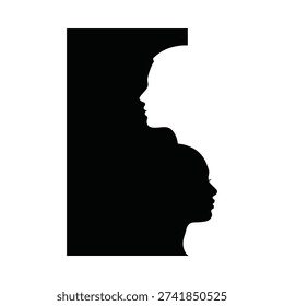 Illusion of faces a dual profile in black and white creating a hidden image
