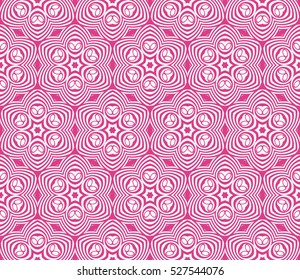 illusion floral seamless pattern. geometric ornament. vector illustration. rose color