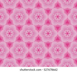 illusion floral seamless pattern. geometric ornament. vector illustration. rose color