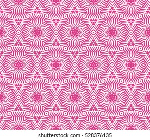 illusion floral seamless pattern. geometric ornament. vector illustration. rose color