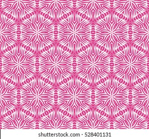 illusion floral seamless pattern. geometric ornament. vector illustration. rose color