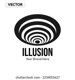 illusion hypnotic circle logo grunge spirals Swirling abstract simple rotating black ink spiral circles isolated vector illustration swirl web ui physic vertigo circular headache vector editable