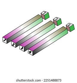 Illusion image, it can be seen that at the top there are 3 blocks, at the bottom there are 4 blocks, this vector makes you confused